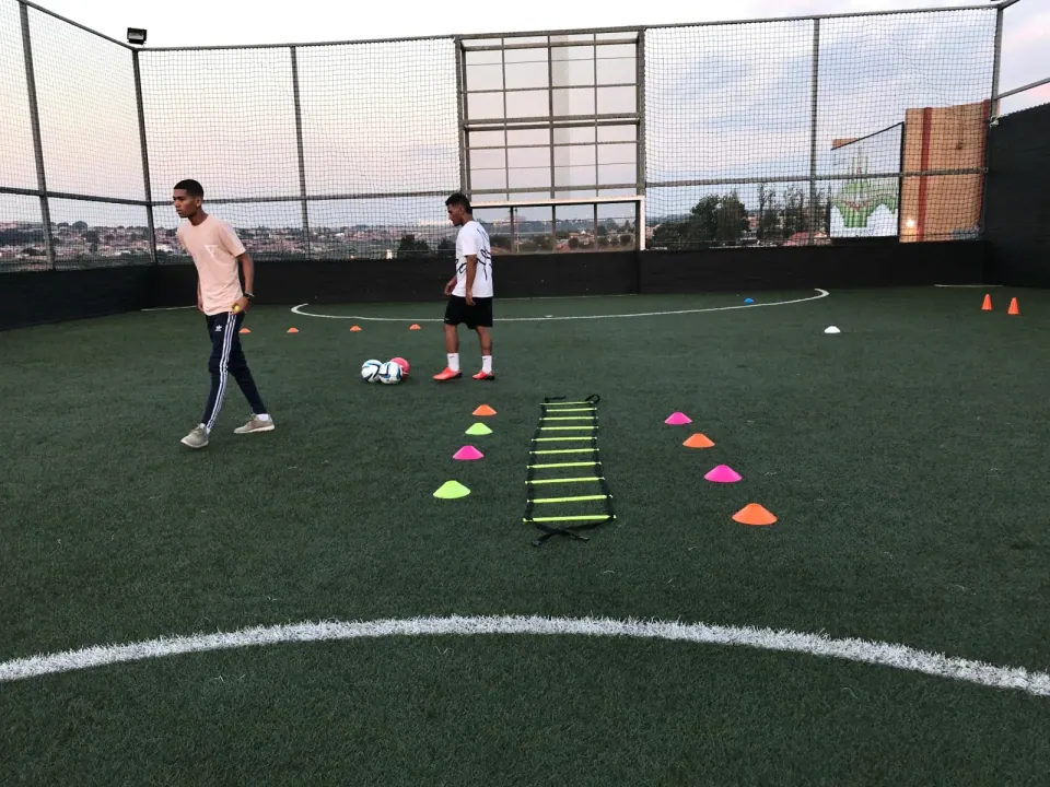 Agility ladder training on a court